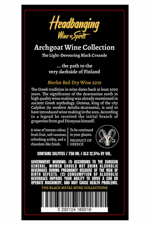 Archgoat Merlot Wine 2019 Back Label